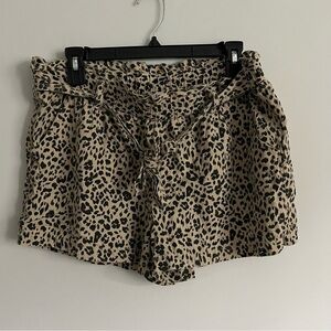 Jolt Brown Cheetah Print Paper Bag Tie Waist Shorts